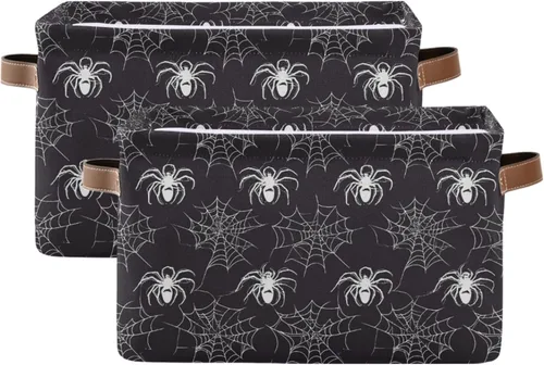 Miniatura 38 de Cesta de Almacenamiento Morada Happy Halloween Cestas de Tela para Cocina Calabaza Calavera Fantasma Murciélago Truco o Trato Contenedores Abiertos