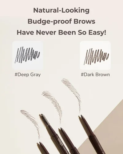 Miniatura 5 de OBgE Easy Pencil Brow (gris oscuro, 0.003 onzas), lápiz de cejas ultra fino con cepillo para dar forma precisa y sin esfuerzo. Color natural