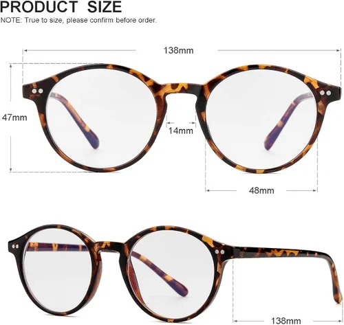 Miniatura 5 de Gleyemor Lentes de luz azul para hombres y mujeres, lentes vintage de marco redondo para computadora