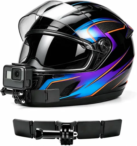 Kit de montaje de barbilla para casco de motocicleta con almohadillas adhesivas curvadas compatibles con GoPro Hero 13, 12, 11, 10, 9, 8, 7, (2018),