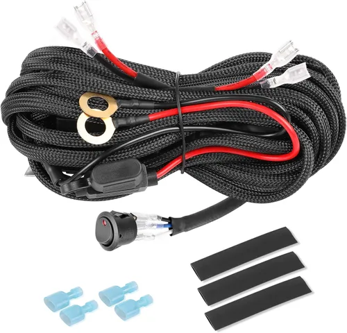 Miniatura 8 de Arnés de cableado de 1 cable, Rfroad Lighting Kit de arnés de cableado resistente de 12V con interruptor de balancín de nylon para barra de luz LED