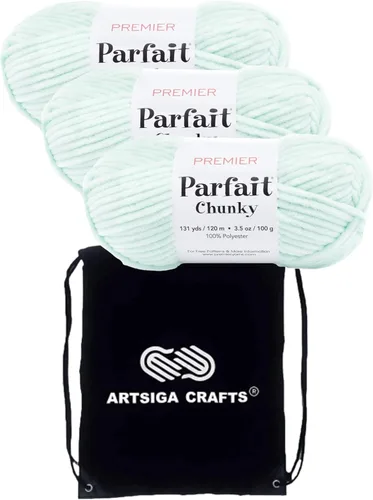 Miniatura 39 de Premier Yarns Parfait Chunky Mushroom 1150-41 (6 madejas - mismo lote de tinte) Peso S Bulky #6 Hilo de poliéster para ganchillo y punto con bolsa