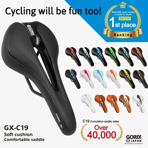 Miniatura 2 de Sillín GORIX para Bicicleta Cómodo con Cojín y Riel para Bicicleta de Montaña y Carretera para Hombres y Mujeres (GX-C19)