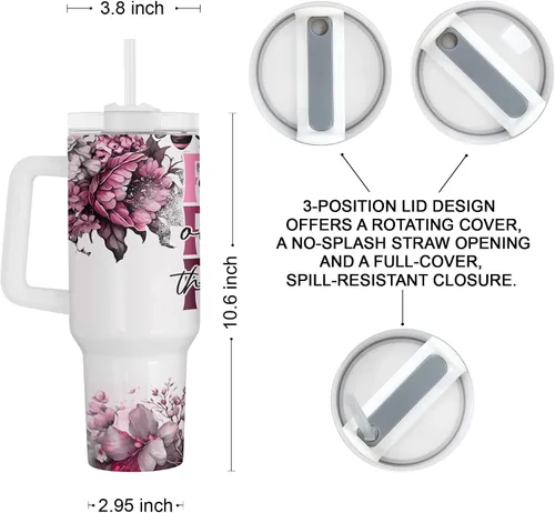 Miniatura 4 de Fancyfams Regalos cristianos para mujeres, vaso de viaje de acero inoxidable de 40 onzas con asa y pajita, regalo de cumpleaños para mamá, amiga