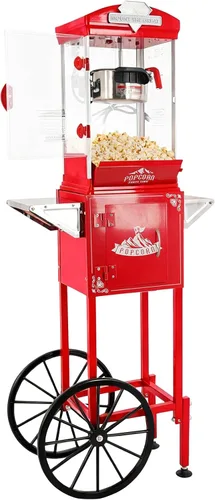 Máquina de palomitas de maíz Nyddle con carro, ruedas y tetera de 10 oz, máquina de palomitas de maíz para cine, máquina de palomitas de maíz para