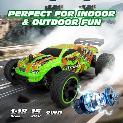 Miniatura 5 de Tecnock Coches RC para Niños, Coche RC 1:18 a Escala 2WD con Carga Fácil USB-C, Coche de Control Remoto 2.4GHz con Luces LED y 50 Minutos de Tiempo