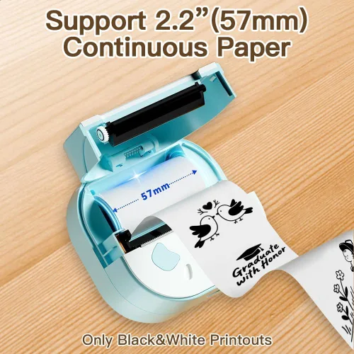Miniatura 5 de PrintPods - Mini impresora de calcomanías para niños, impresora de fotos térmica portátil Bluetooth con 3 rollos de papel, impresora portátil