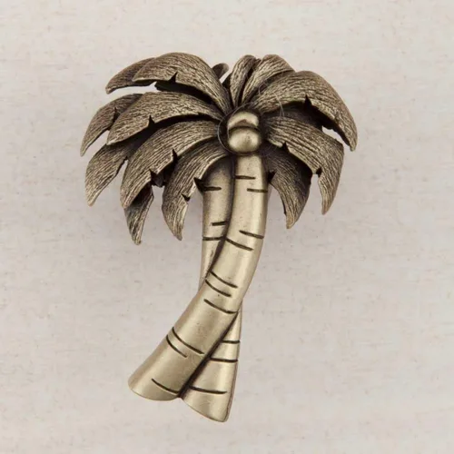 Pomo artesanal para gabinete de palmera, latón antiguo
