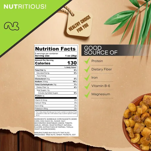 Miniatura 2 de NUT CRAVINGS - Granos de maíz crujientes tostados - Sabor a barbacoa asado y salado (8 oz - 1 paquete) empacado fresco en bolsa resellable