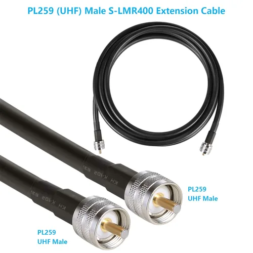 Miniatura 3 de Cable coaxial CB de 15 pies, Cable coaxial KMR400, UHF PL259 macho a macho cables de antena CB de baja pérdida, 50 ohmios para radio HAM, analizador
