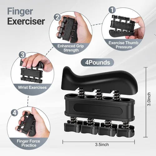 Miniatura 5 de Kits de entrenamiento de fuerza de agarre (paquete de 5), fortalecedor de antebrazo con resistencia ajustable, probador de fuerza de agarre