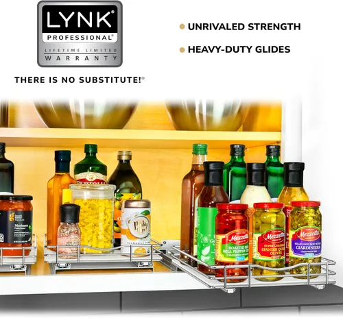 Miniatura 7 de LYNK PROFESSIONAL® - Organizador extraíble de especias para armario, 10-1/4 pulgadas de ancho, estante deslizante, organizador de especias, cromado