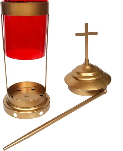 Miniatura 4 de Decoraciones de cementerio – Lámpara de vela con luces de tumba para regalos conmemorativos amorosos, cruces de metal con estacas de jardín de 11.8