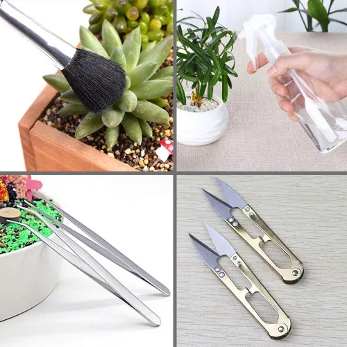 Miniatura 5 de SONGZIMING Juego de 15 herramientas para plantas suculentas, mini kit de herramientas de riego para plantas de jardinería en miniatura suculentas