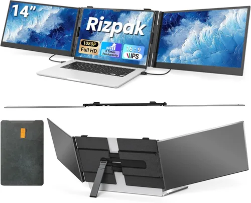 Miniatura 13 de Extensor de pantalla para portátil con un cable, monitor portátil triple ultrafino de 15.6 pulgadas, pantalla IPS FHD de 1080P, conexión