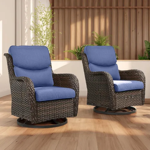 Miniatura 86 de Rilyson Mecedora de mimbre - Juego de 2 sillas mecedoras de mimbre para patio, sillas mecedoras de ratán para porche al aire libre, terraza, jardín