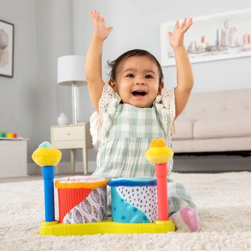 Miniatura 3 de Lamaze Squeeze Beats First Drum Set – Juguete sensorial para bebé incluye divertidos sonidos de animales – Juguetes musicales coloridos