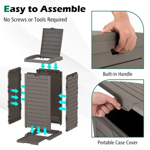 Miniatura 4 de S AFSTAR Cubo de basura para exteriores de 31 galones, bote de basura impermeable con tapa y bandeja deslizable, cubo de basura grande de resina