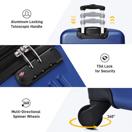 Miniatura 170 de Merax Juegos de equipaje de mano en maleta aprobada por aerolíneas, estuche rígido con ruedas giratorias expandibles, Negro
