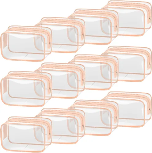 Miniatura 10 de TISRATOK 12 piezas Bolsa de maquillaje transparente para mujeres con cremallera, estuche de aseo aprobado por la TSA, bolsa de cosméticos a granel