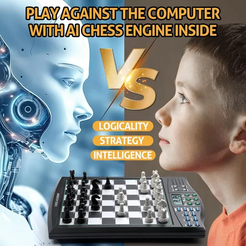 Miniatura 2 de Talking Chess Academy con sistema de enseñanza de voz, juego de ajedrez electrónico con piezas magnéticas fuertes, tablero de ajedrez electrónico