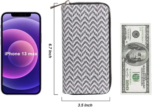 Miniatura 5 de Cartera de teléfono celular para mujer con doble cremallera y correa de muñeca extraíble