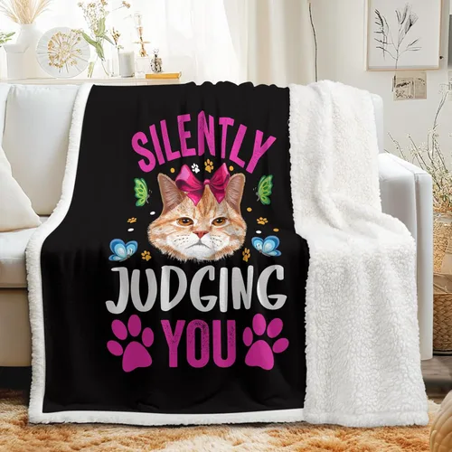 Miniatura 10 de Manta mullida de gato para mujer, manta acogedora de sherpa y gatos, lindas mantas suaves para personas amantes de los gatos, manta de felpa Kawaii
