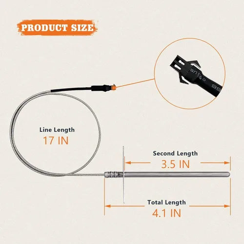 Miniatura 3 de Sonda de temperatura de repuesto para ahumadores y parrillas Pit Boss, sonda de carne compatible con PB1000XL-025-R00 V2 (70123-AMP)