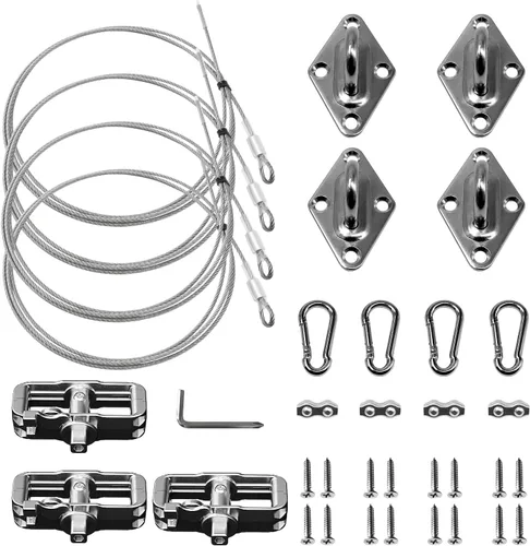 ECOOPTS Kit de accesorios para toldo con cables, almohadilla para ojos y ganchos para instalación de velas rectangulares