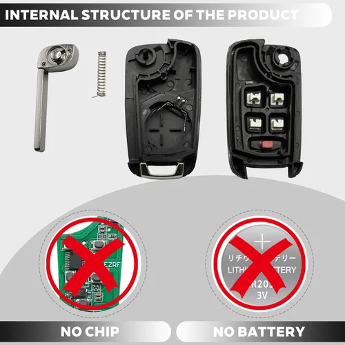 Miniatura 2 de Paquete de 2 fundas para llavero de 5 botones para Chevy Cruze Equinox Impala Camaro Malibu Sonic GMC Terrain Buick LaCrosse Regal Verano Encore