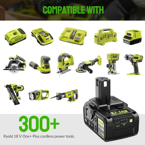Miniatura 4 de Abeden Repuesto para batería Ryobi de 18 V, 1 paquete P108 de 4.0 Ah de alto rendimiento compatible con herramientas y cargadores ONE+ de 225+ 18V