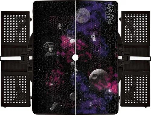 Miniatura 3 de PICNIC TIME Star Wars Death Star - Mesa de picnic plegable con asientos, juego de mesa y banco de aluminio plegable con agujero para paraguas, mesa
