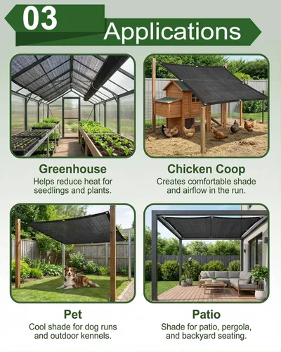 Miniatura 4 de vensovo Red de Tela de Sombra Bloqueador Solar 30% Negra Resistente – Malla de Sombra de Jardín de 10 x 20 Pies para Cubierta de Plantas, 30%
