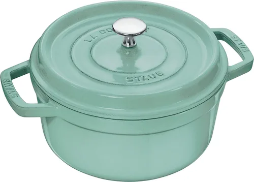 Miniatura 10 de Staub 40508-400 Pico Cocotte redondo, verde salvia, 6.3 pulgadas (6.3 in), pequeña, doble mano, olla esmaltada fundida, compatible con inducción