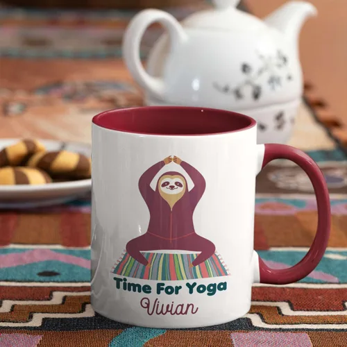 Miniatura 2 de Taza de café personalizada con nombre para yoga, taza de té de yoga con divertido diseño de perezoso, taza de inspiración para yoga y amantes