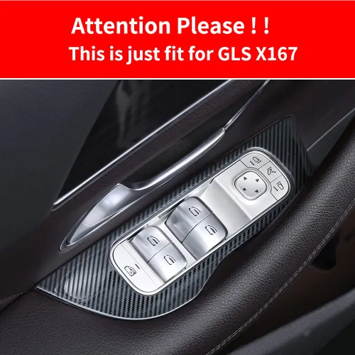Miniatura 3 de Cubierta de panel de interruptor de elevación de ventana de fibra de carbono de acero inoxidable para Mercedes Benz GLE350 W167 450 400d 350e 53 amg