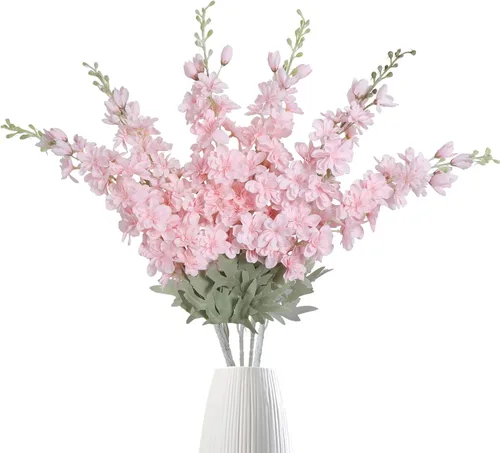Miniatura 15 de IPOPU 6 PCS Flores Artificiales de Delfínium Flores Artificiales de Espuela de Cordero Flores de Seda de 85 cm de Tallo Largo para Arreglos de Boda