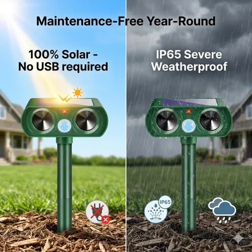 Miniatura 6 de Sonic Fortress Pro - Repelente de ciervos 2026 para gatos con sensor de movimiento, repelente solar ultrasónico de animales con sensor