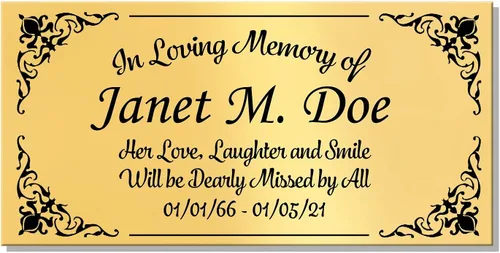Miniatura 18 de Placa conmemorativa con borde elegante, mensaje personalizado y emblemas de reconocimiento de memoria de identificación, fabricado en Estados Unidos