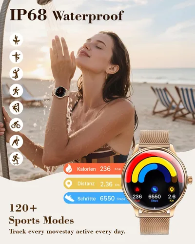 Miniatura 5 de WalkerFit Smartwatch for Women, 1.43” AMOLED Fitness Watch with Bluetooth Calling, Wireless Magnetic Charging, Female Health Tracker, 120+ Sports