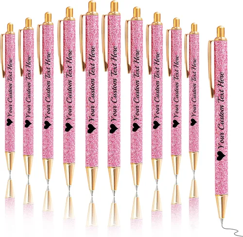 Miniatura 46 de Bolígrafos con purpurina personalizados con nombre, bolígrafos bonitos y bonitos personalizados, bolígrafos retráctiles de tinta negra, suministros