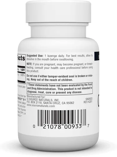 Miniatura 3 de Source Naturals Coenzymated B-1 25mg Tiamina Cocarboxilasa de acción rápida Disolución Rápida - 60 Pastillas