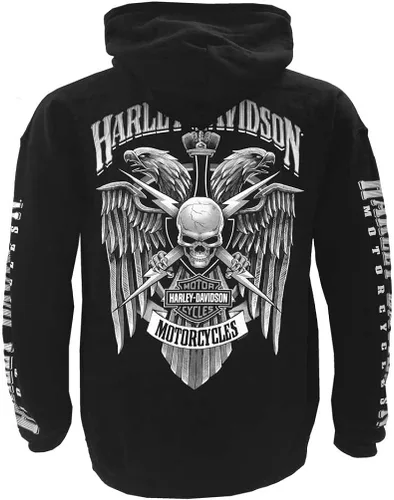 Miniatura 2 de Harley-Davidson Lightning Crest - Sudadera con capucha para hombre, color negro, Negro