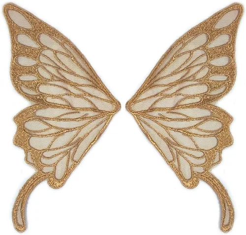 Miniatura 22 de 5 pares de alas de hada coser en parches de encaje de mariposa apliques de tul organza tela alas bordado cuello escote adornos bricolaje ropa Blanco