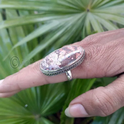 Miniatura 2 de Handmade Red Ocean Jasper Ring, 925 Silver Jewelry, Bohemian Statement Ring, Jasper Gemstone Ring, Healing Stone Ring, Unique Engagement Gift