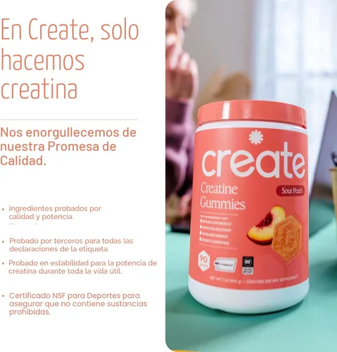 Miniatura 5 de Create Gomitas de Monohidrato de Creatina para Hombres y Mujeres, Mejora el Enfoque, la Fuerza y la Resistencia, Fórmula Anti-Derretimiento, Vegano