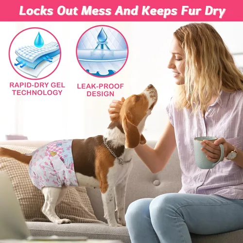 Miniatura 3 de DONO - Pañales desechables para perritas, lindos pañales para perritas súper absorbentes, suaves, con calentamiento y para orina, 18 piezas, pañales