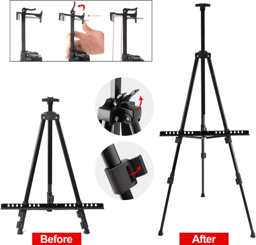 Miniatura 3 de Caballete portátil para pintar, caballete de pintura de altura ajustable con bolsa, caballete de arte de mesa para pintar soporte de lienzo, soporte