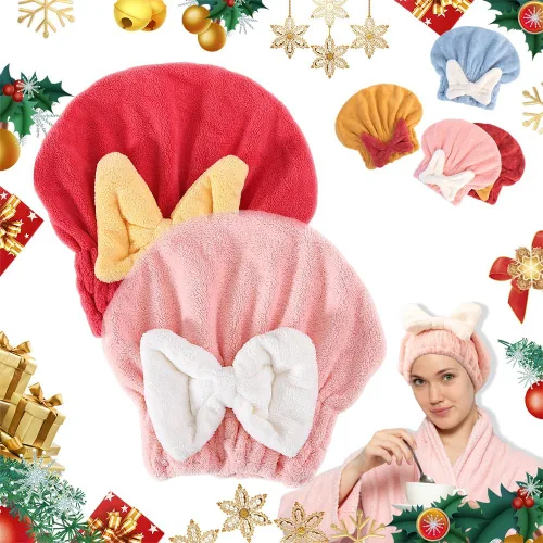 Miniatura 9 de 2 toallas de microfibra para secar el cabello, superabsorbentes, para cabello húmedo, de secado rápido, toallas de pelo gruesas, pajarita suave