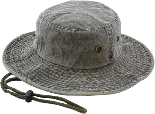 Miniatura 22 de The Hat Depot - Sombrero de safari, de algodón lavado a la piedra, de ala ancha, plegable, doble cara y sombrero de pesca 2. Algodón - Oliva